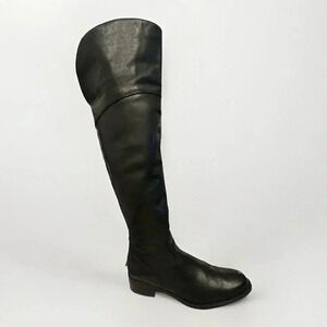 Tamaris Womens US 7 EU 37 Black Leather Over the Knee Riding Boots Excellent